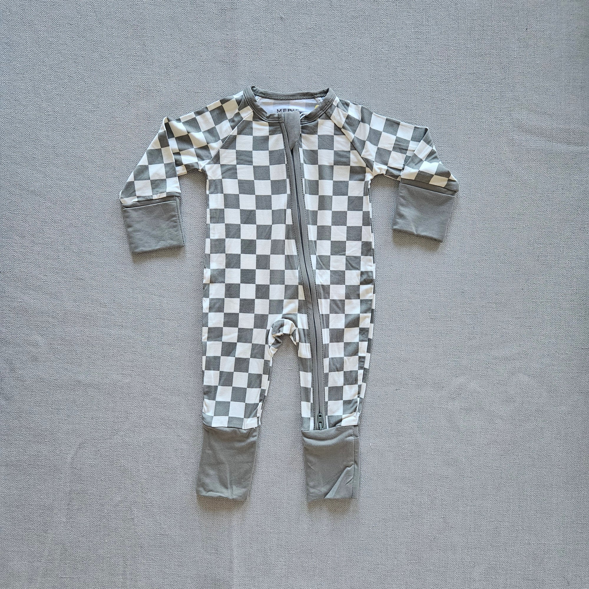 Mebie Baby Bamboo Checkered Sleeper in Light Green