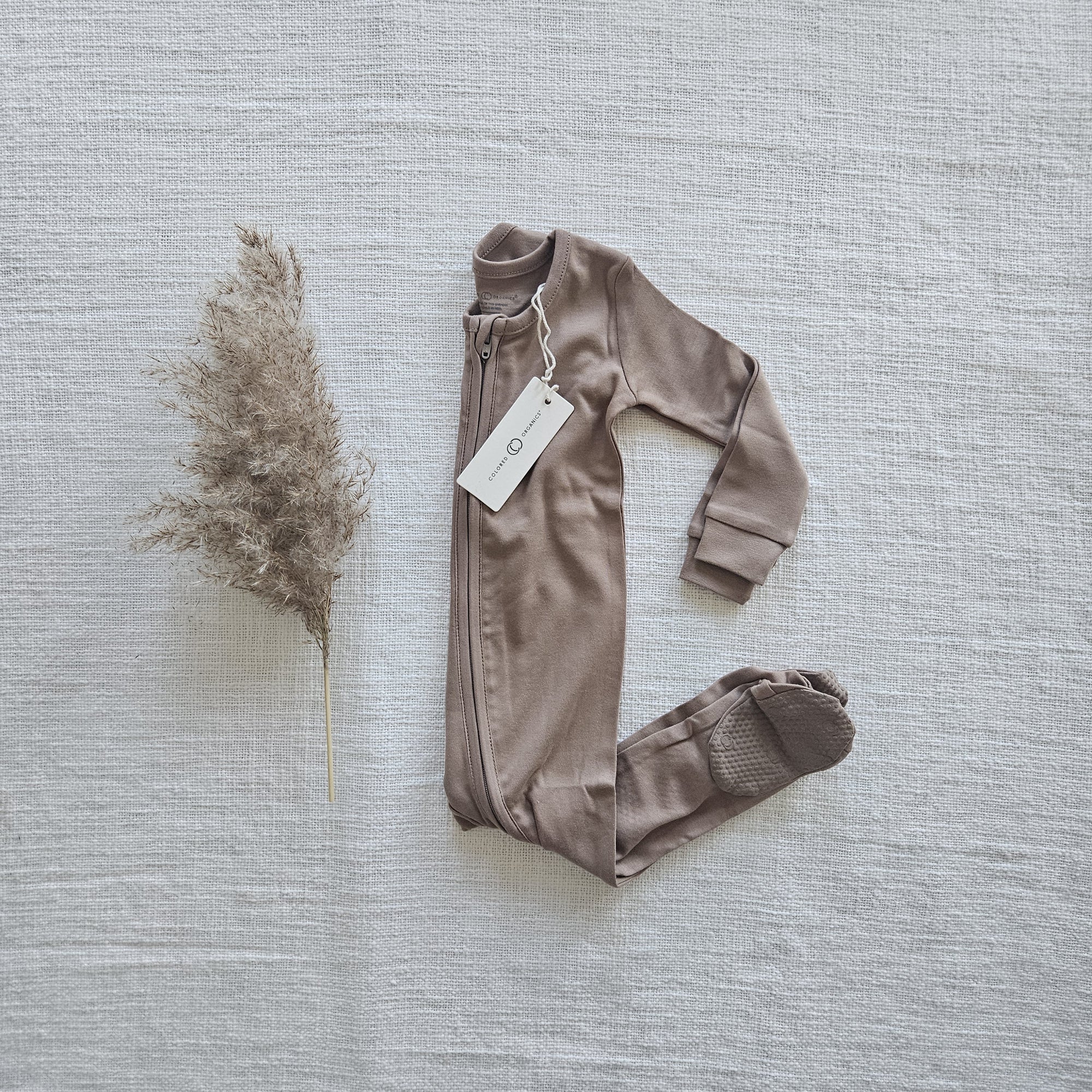 Colored Organics Peyton Zipper Sleeper - Truffle 6-12m