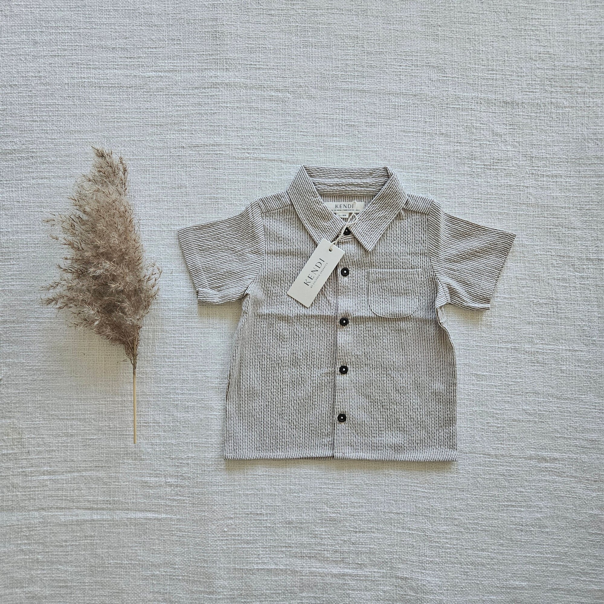 KENDI Landon Button Down Shore Stripe 12-18M