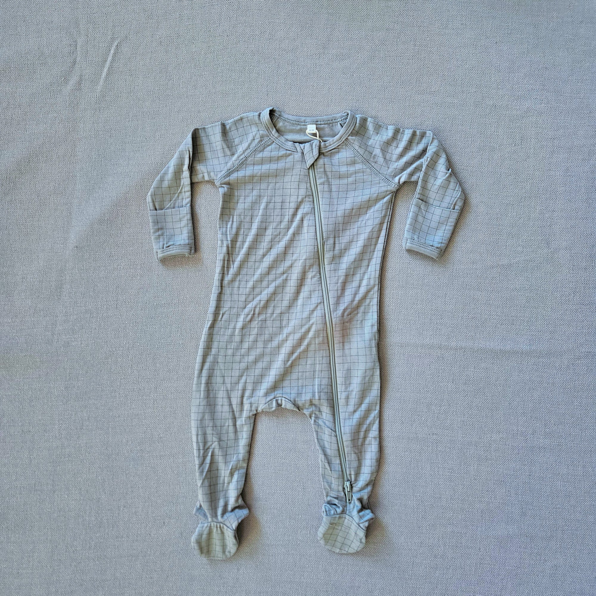 Quincy Mae Bamboo Zip Footie / Grid
