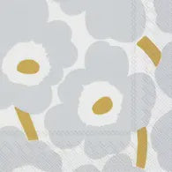 Paper Cocktail Napkins 20 ct Marimekko Unikko White Silver