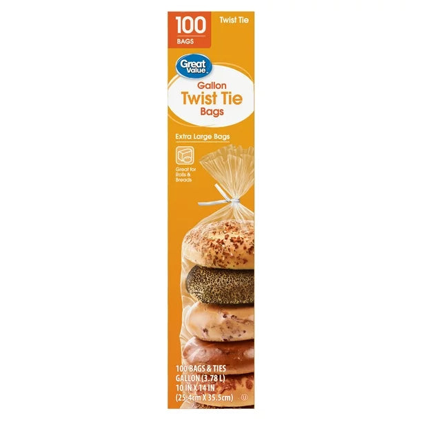 Great Value Twist Tie Extra Large Bags 100ct