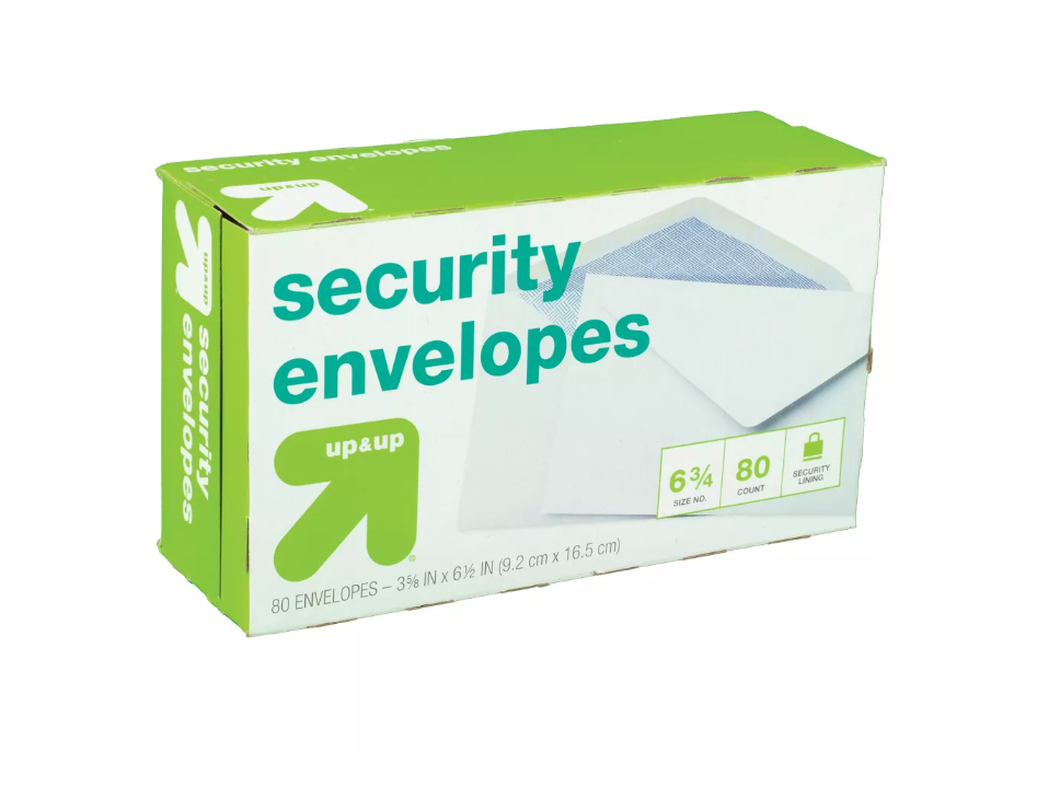 Up & Up #6 Gummed Security Envelopes 80ct
