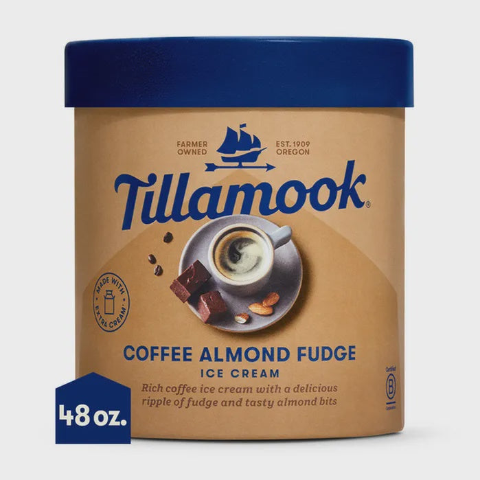 Tillamook Ice Cream Coffee Almond Fudge 48floz