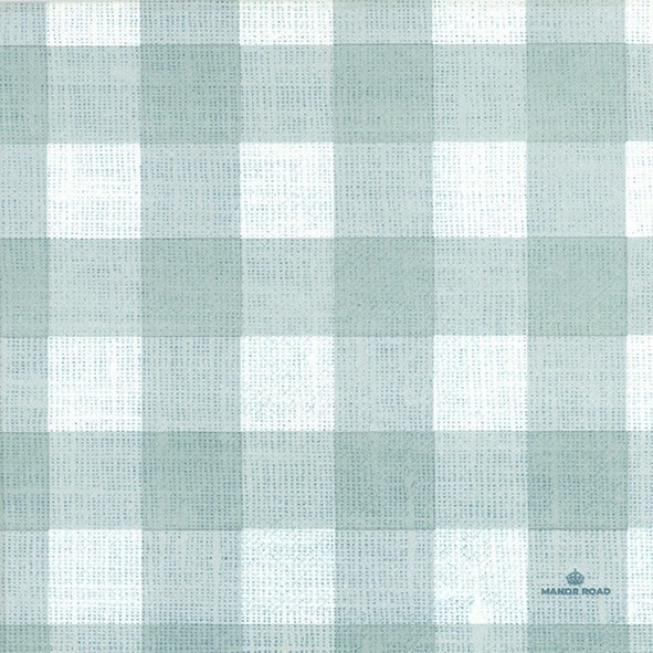 Manor Road Linen Gingham Duck Egg Dinner Napkins 20Pk