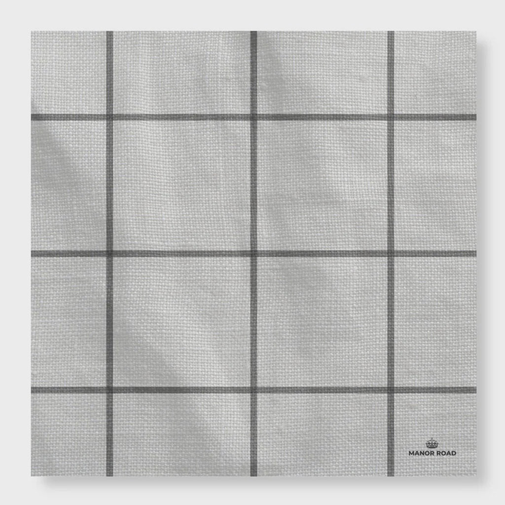Manor Road Black & White Check Linen Presentation Card 8Pk