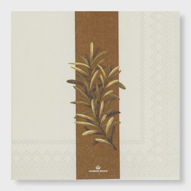 Manor Road Rustic Rosemary Cocktail Napkins 20Pk