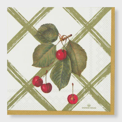 Manor Road Cherry Canvas Dinner Napkins 20pk