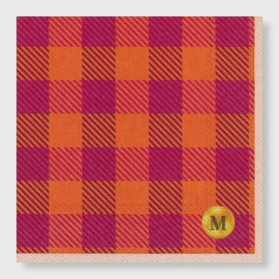 MANOR ROAD CANDY GINGHAM COCKTAIL NAPKINS 20PK