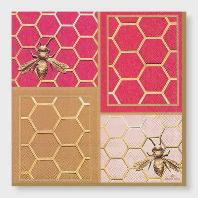 Manor Road Colourblock Bees Cocktail Napkins 20pk