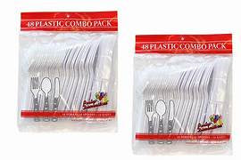 Party Dimensions Plastic Combo Pack Forks Spoons Knives 48ct