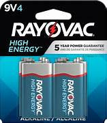 Rayovac High Energy 9V batteries 4ct