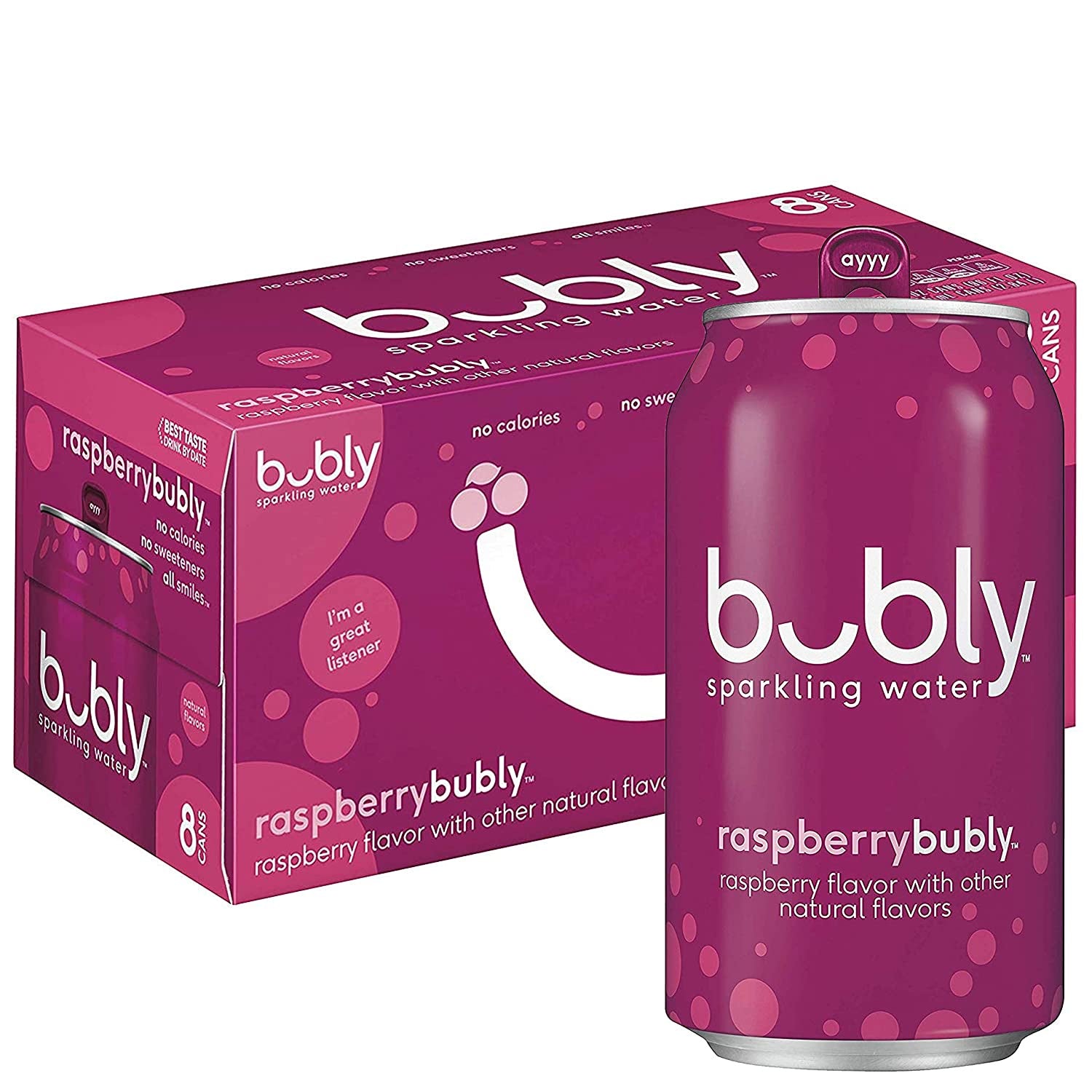 Bubly Raspberry Sparkling Water 12fl oz x 8