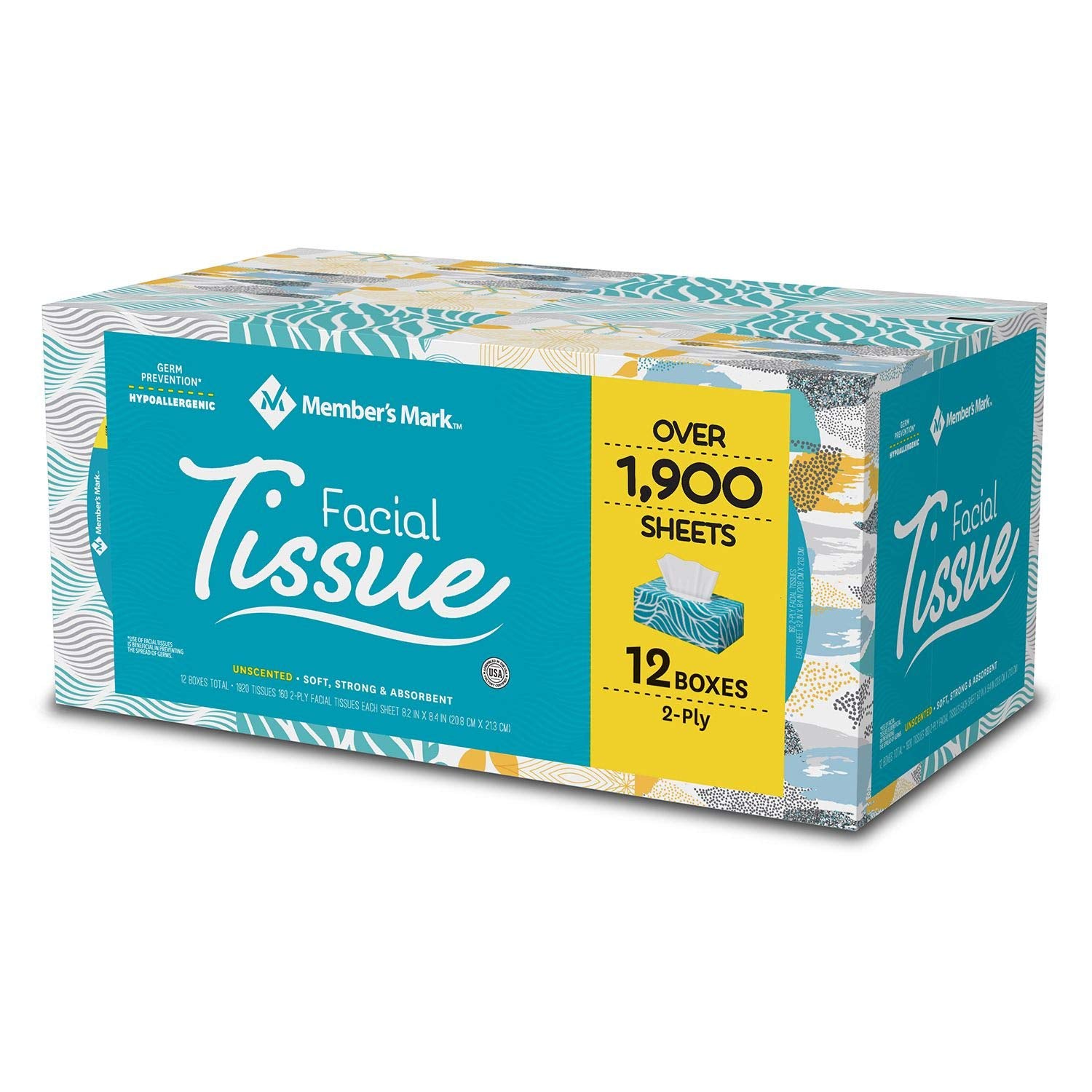 Member's Mark 2-Ply Facial Tissues 160ct 12pk