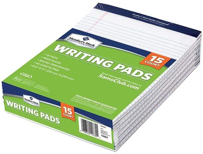 Member's Mark Perforated White Legal Pad Paper 15ct