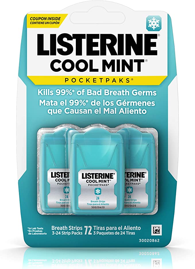 Listerine Cool Mint Pocketpaks Breath Strips 3X24ct