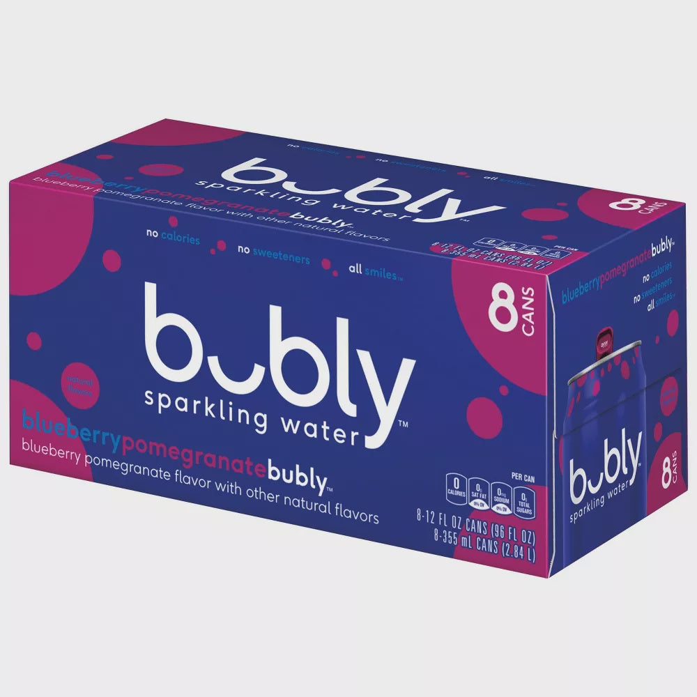 Bubly Blueberry Pomegranate Sparkling Water 12fl oz x 8