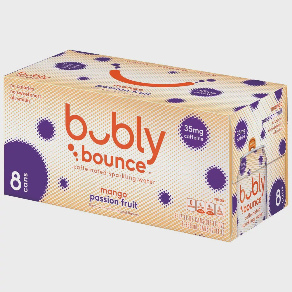 Bubly Bounce Mango & Passion Fruit Sparkling Water 12fl oz x 8
