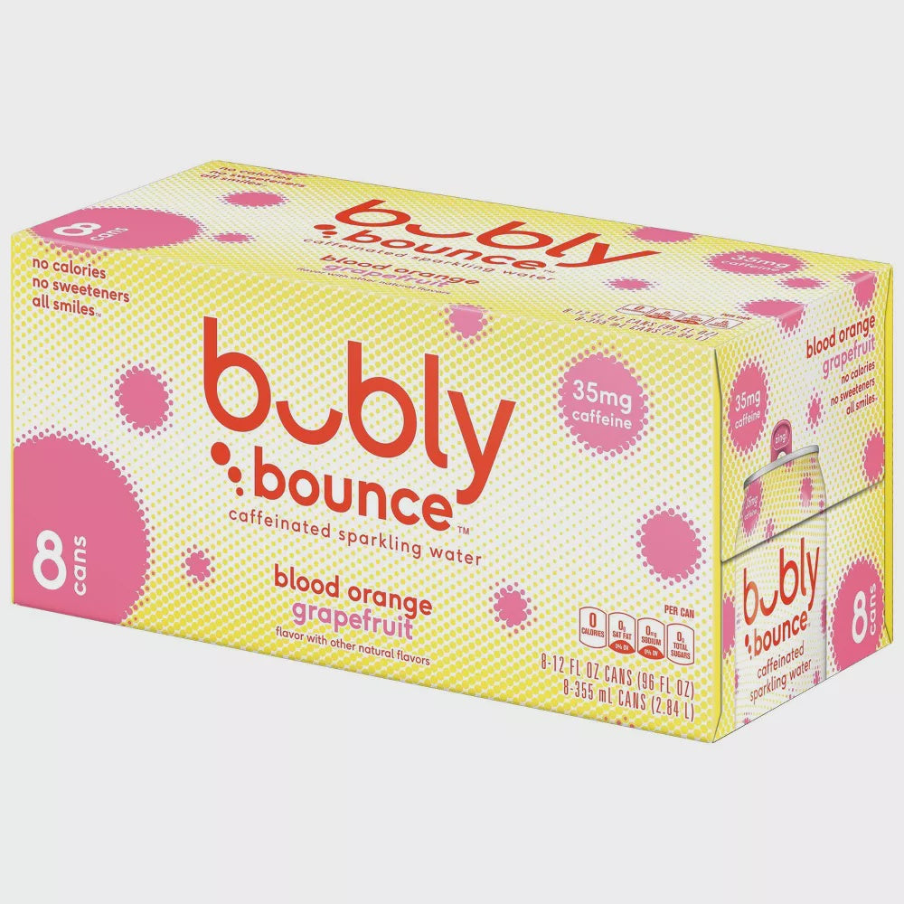 Bubly Bounce Orange & Grapefruit Sparkling Water 12fl oz x 8