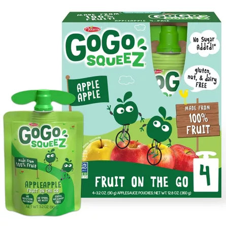 Gogo Squeeze AppleApple Sauce Pouch 3.2oz 4ct