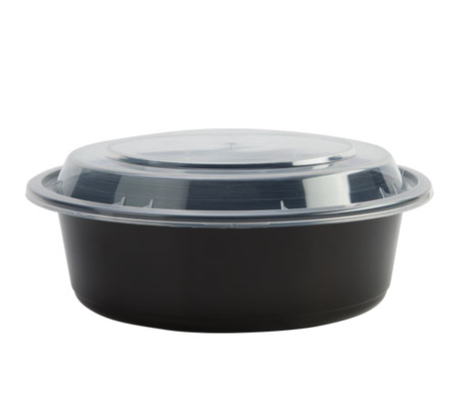Nicole Collection 7" Black Round Deep Microwavable Container 6ct