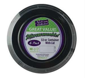 Nicole Collection 7" Black Round Deep Microwavable Container 6ct