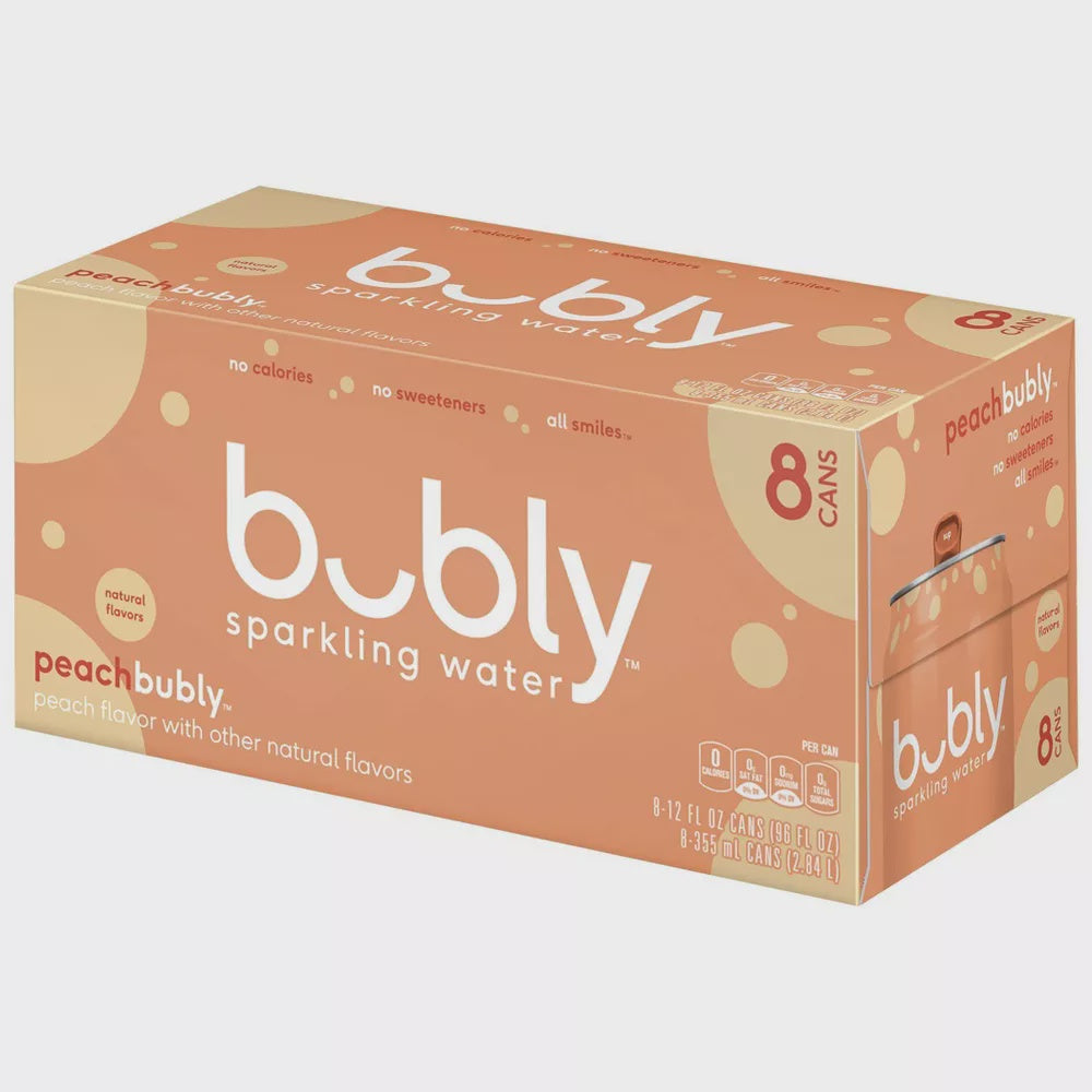 Bubly Peach Sparkling Water 12floz x 8