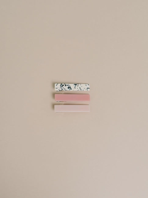 Hair Clip Set - Rosy Pink