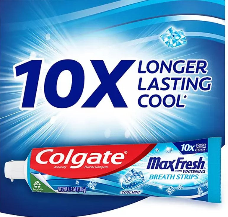 Colgate MaxFresh With Whitening Breath Strips Toothpaste 7.3oz