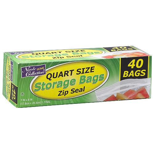 Nicole Collection Zip Seal Quart Size Bags 40ct