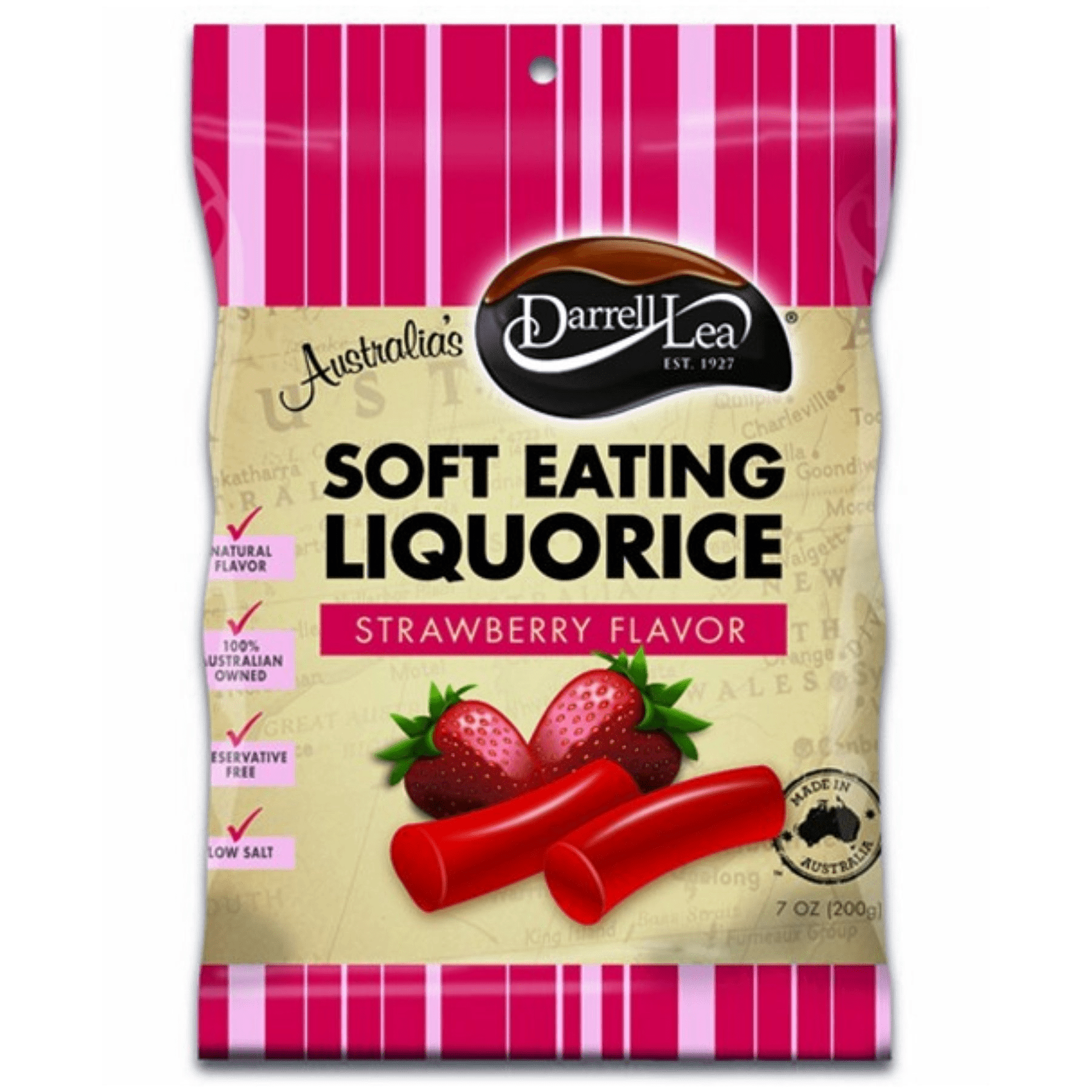 Darrell Lea Strawberry Soft Eating Licorice Sweets 7oz